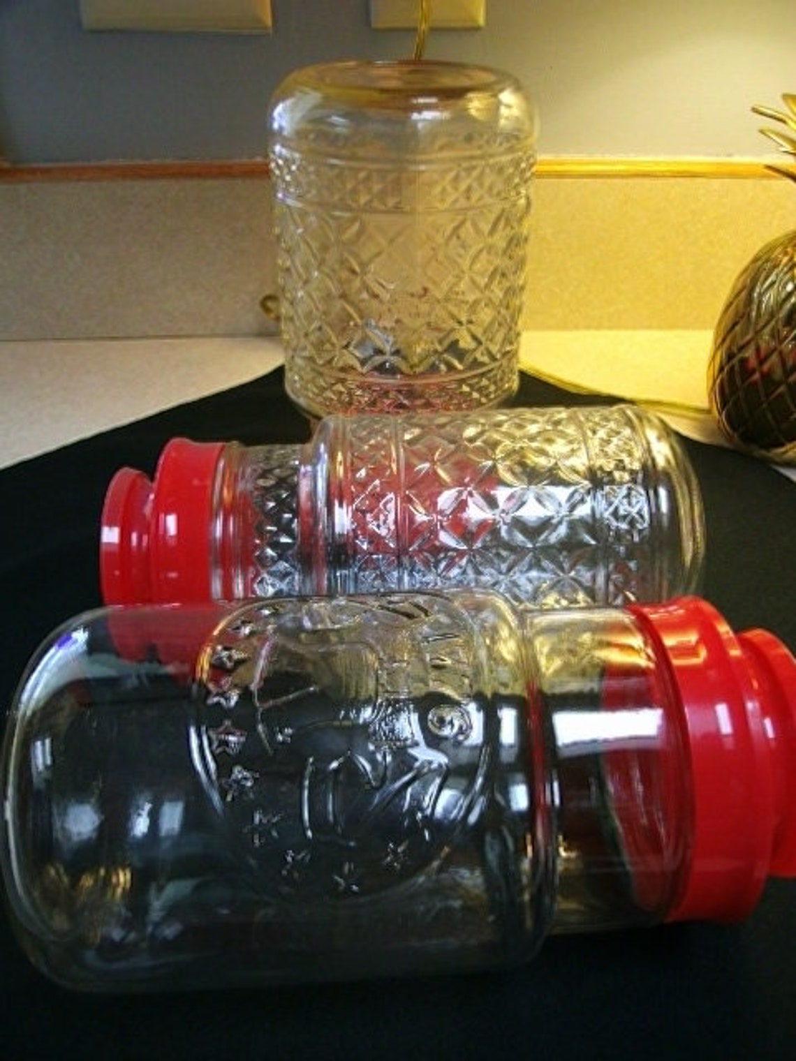 Set Of 3 Maxwell House Glass Coffee Jars With Red Lids Made By Etsy