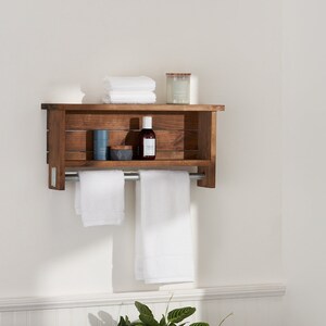 Modern Farmhouse Shelf with Towel Bar (Walnut)