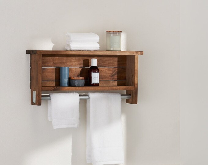 Modern Farmhouse Shelf With Towel Bar walnut Etsy