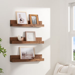 Set of 3 Floating Nursery Bookshelves (Walnut)