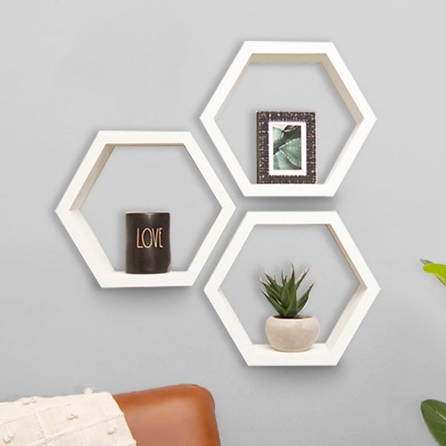 Hexagonal Shelves Set of 3 Hexagon Shelving Unit Etsy