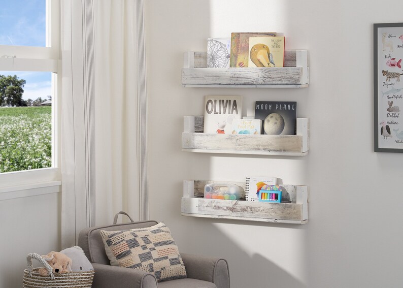 Nursery Bookshelves 28 Inch (Set of 3) - Whitewash