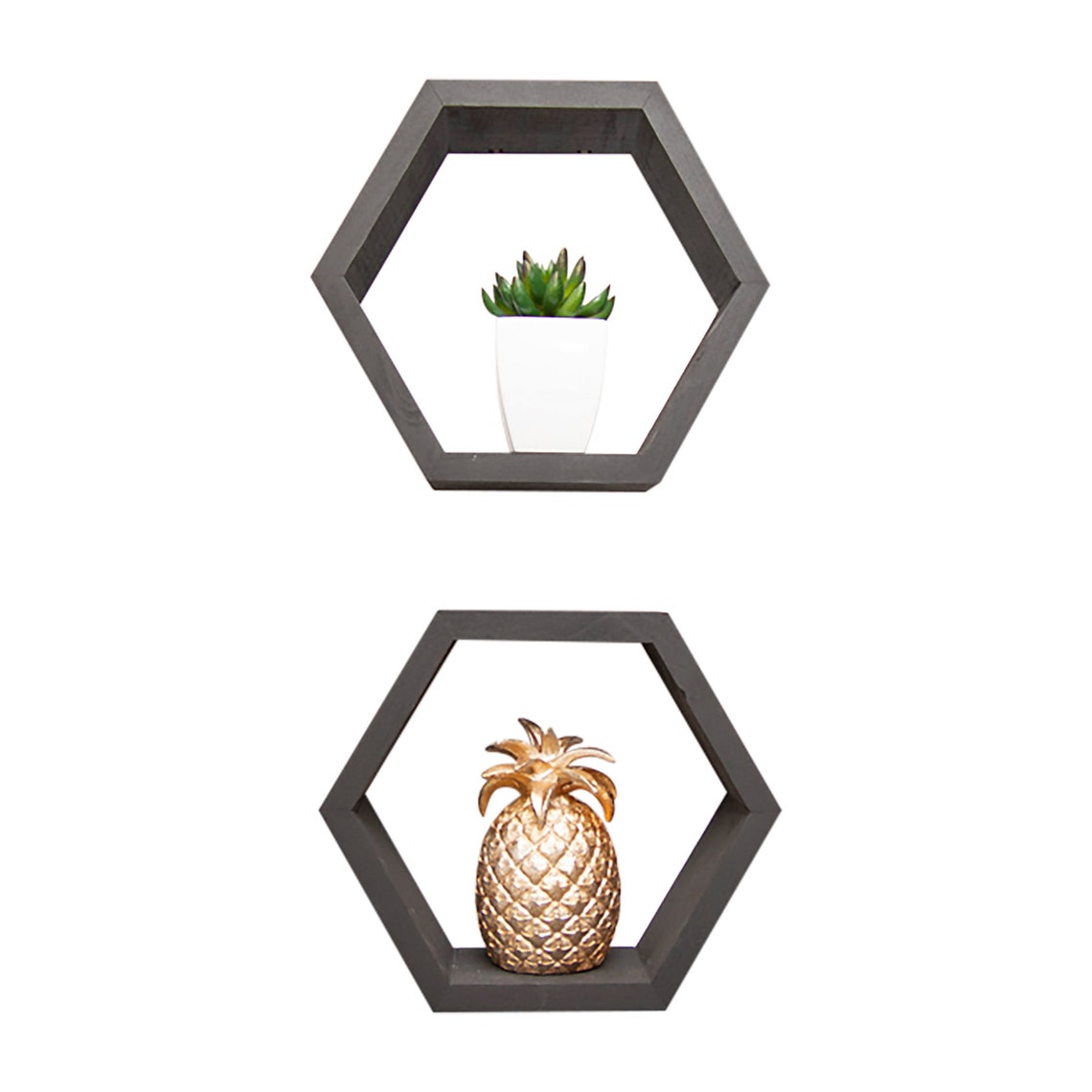 Hexagon Shelves set of 2 Black Etsy