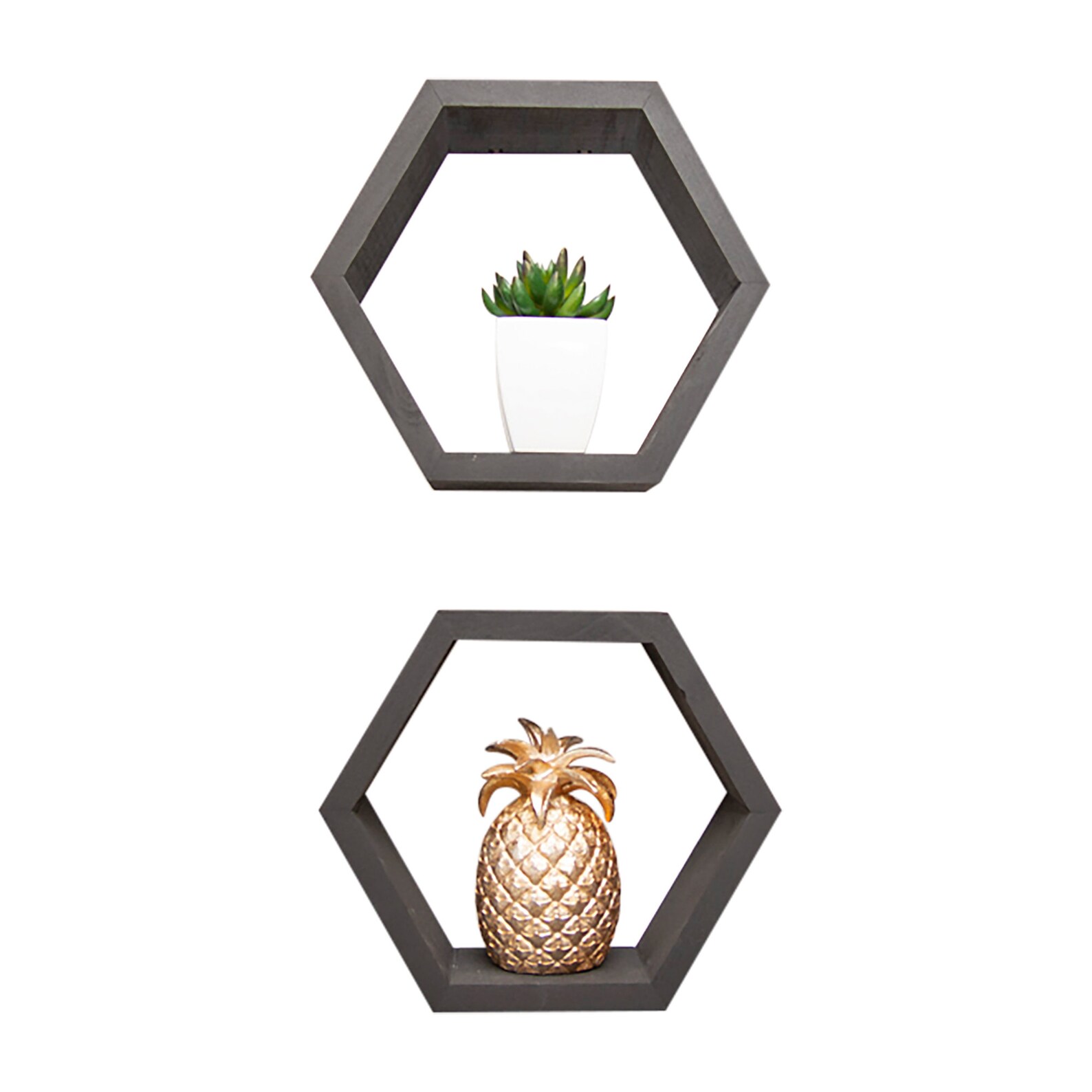 Hexagon Shelves set of 2 Black Etsy
