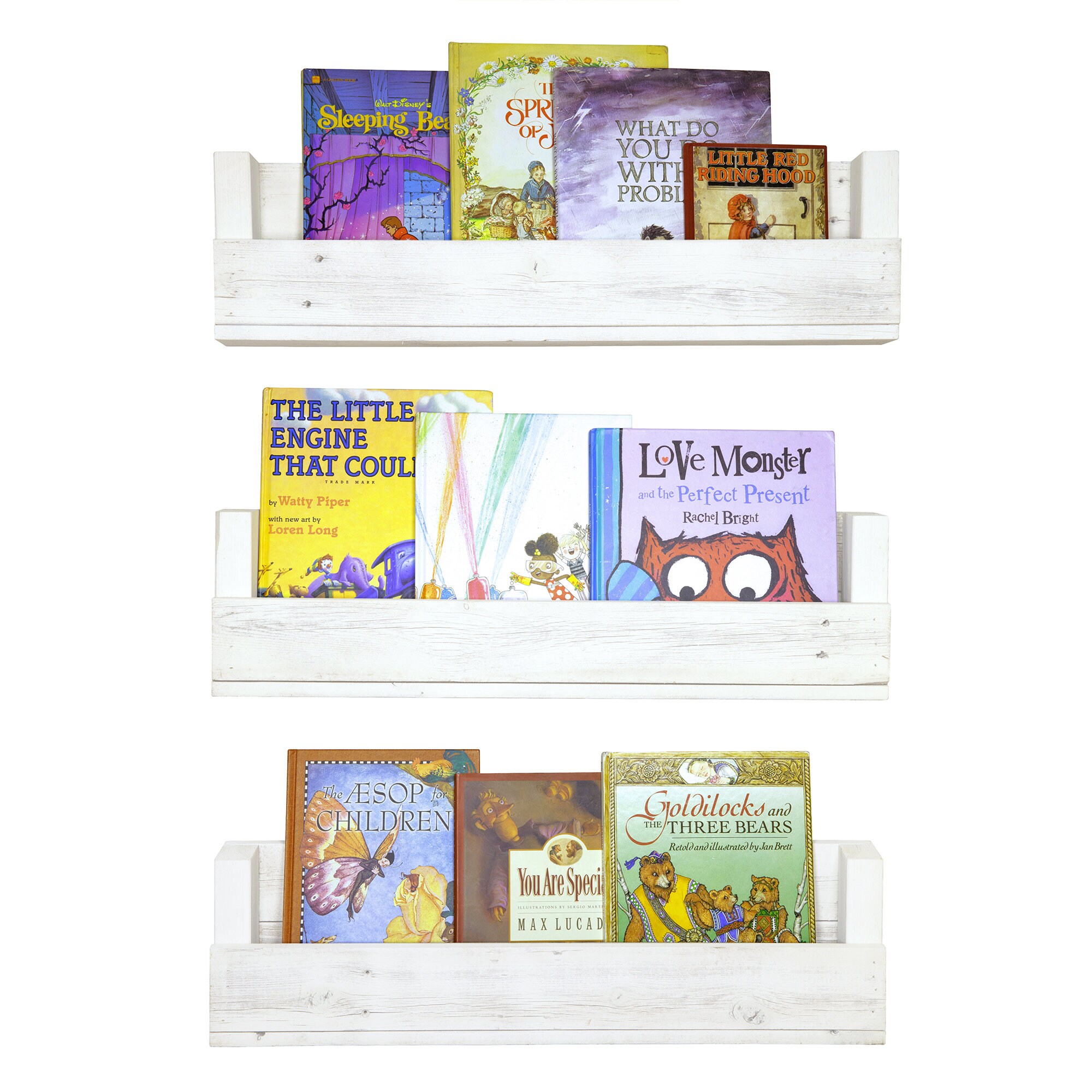 Nursery Bookshelves 28 Inch Set of 3 Whitewash Etsy
