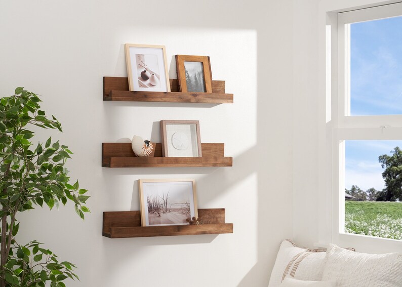 Set of 3 Floating Nursery Bookshelves (Walnut)