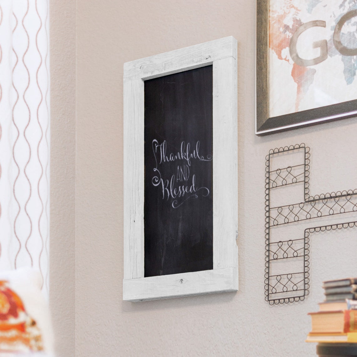 Barnwood Framed Chalkboard 24 X 12 Inch Whitewash Etsy