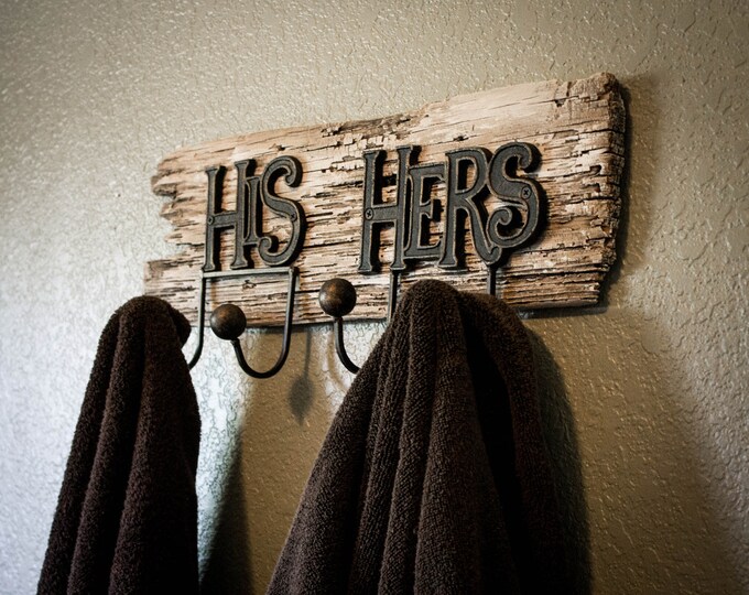 Reclaimed Wood His and Hers Bath Towel Hooks Etsy