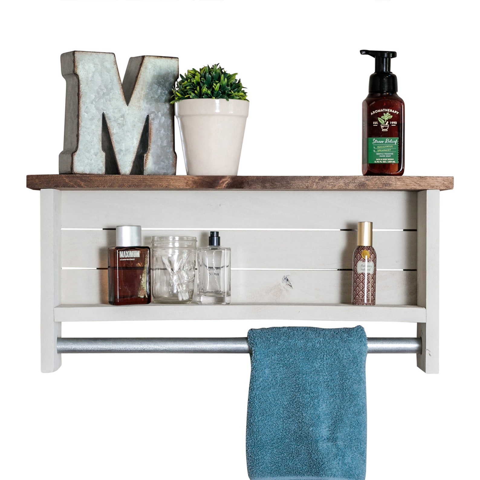 Modern Farmhouse Shelf with Towel Bar Etsy