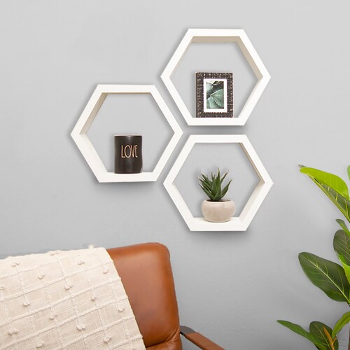 Hexagon Shelves Shelves Set of 3 Wood Hexagon Etsy