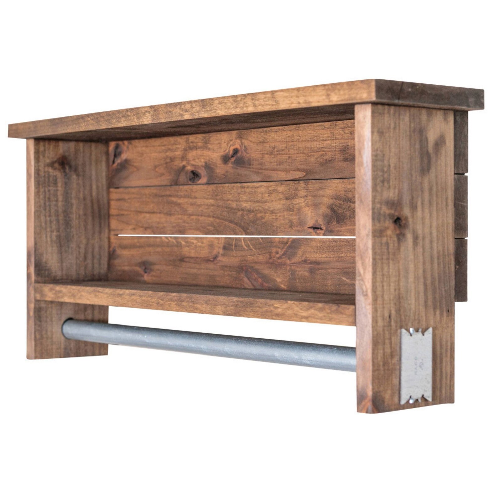 Modern Farmhouse Shelf with Towel Bar Walnut Etsy