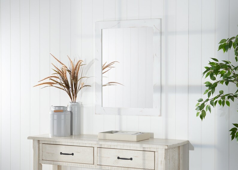 Set of 2 Farmhouse Bathroom Mirrors 24 X 31 White Etsy