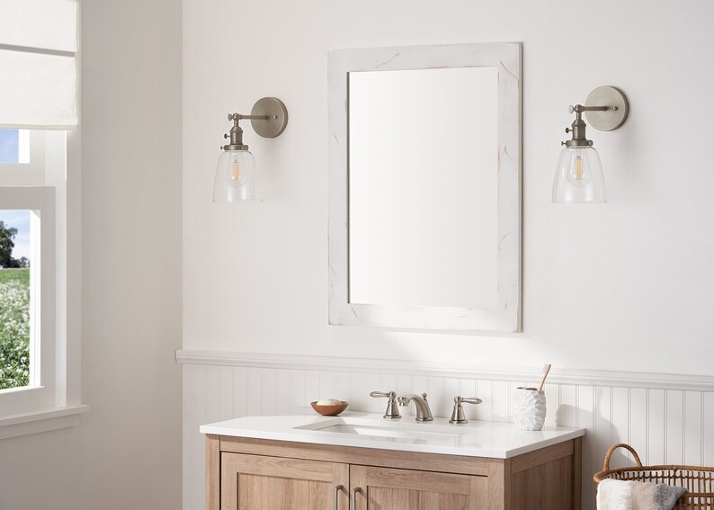 Set of 2 Farmhouse Bathroom Mirrors 24 X 31 White Etsy