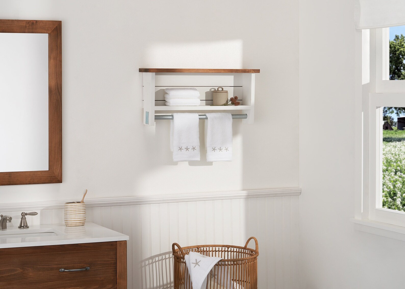 Modern Farmhouse Shelf With Towel Bar Etsy