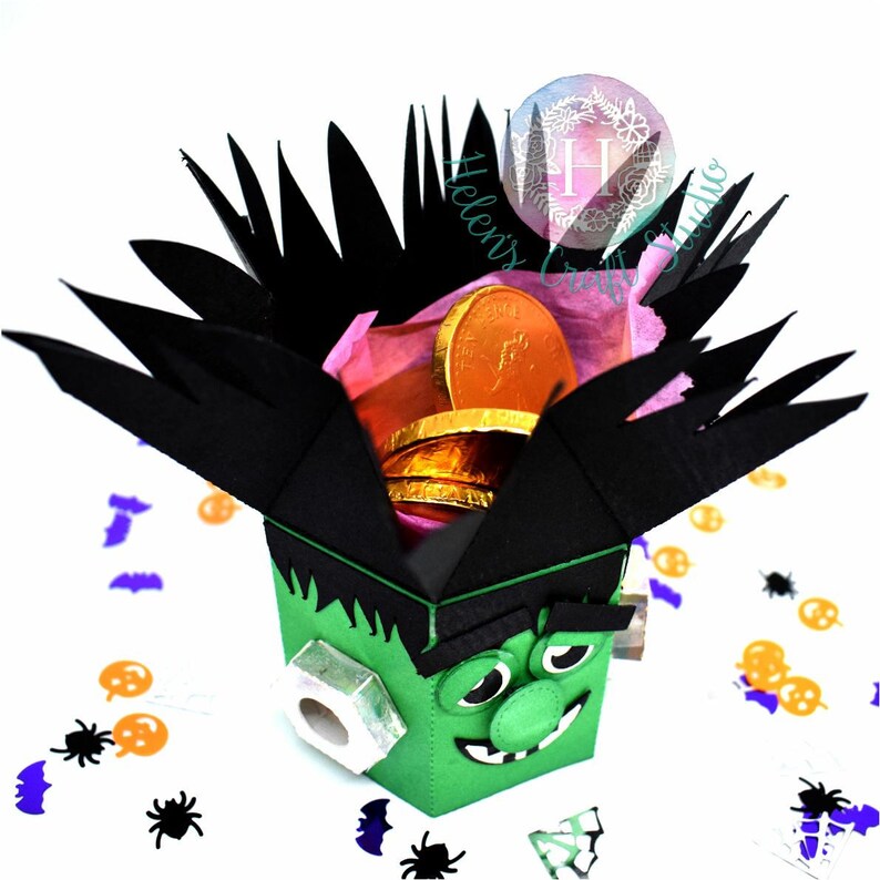 Download Frankenstein Halloween Treat Box SVG DXF and PDF file ...