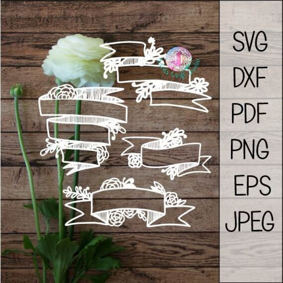 Floral Banner Svg File For Silhouette And Cricut Cutting Etsy