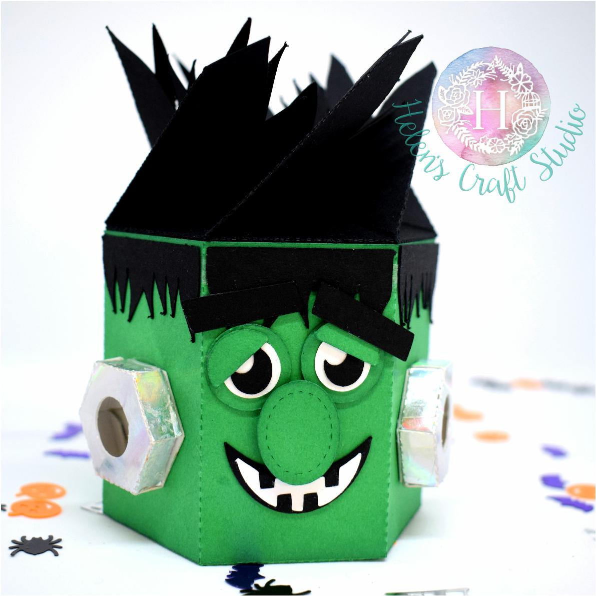 Download Frankenstein Halloween Treat Box SVG DXF and PDF file ...