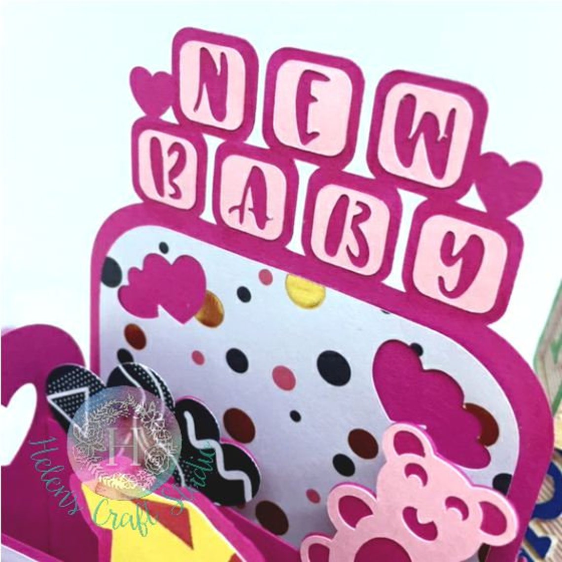 New baby and baby shower pop up box cot card SVG and DXF Etsy