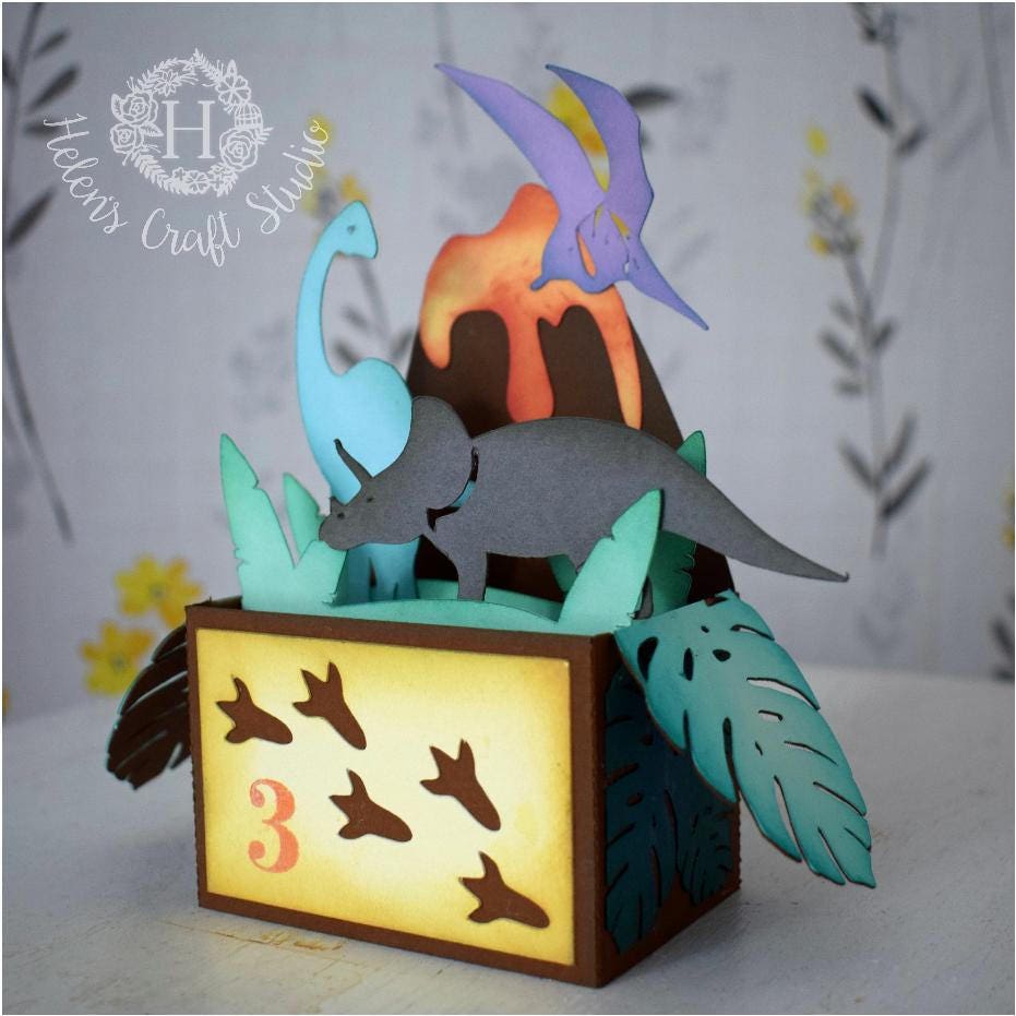 Download Dinosaur pop up card template SVG DXF and PDF file | Etsy