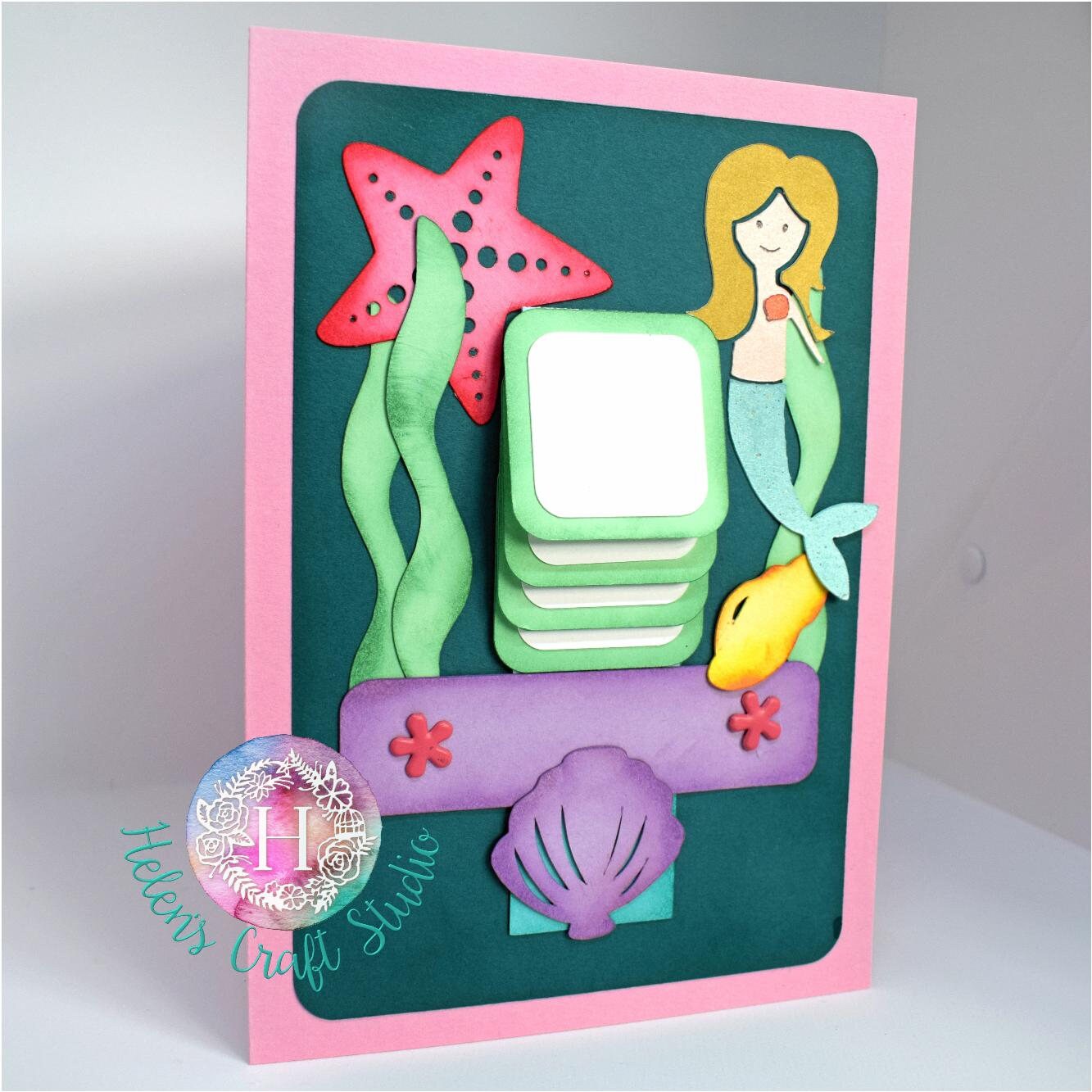 Mermaid Waterfall Card Template Svg Dxf And Pdf File Etsy