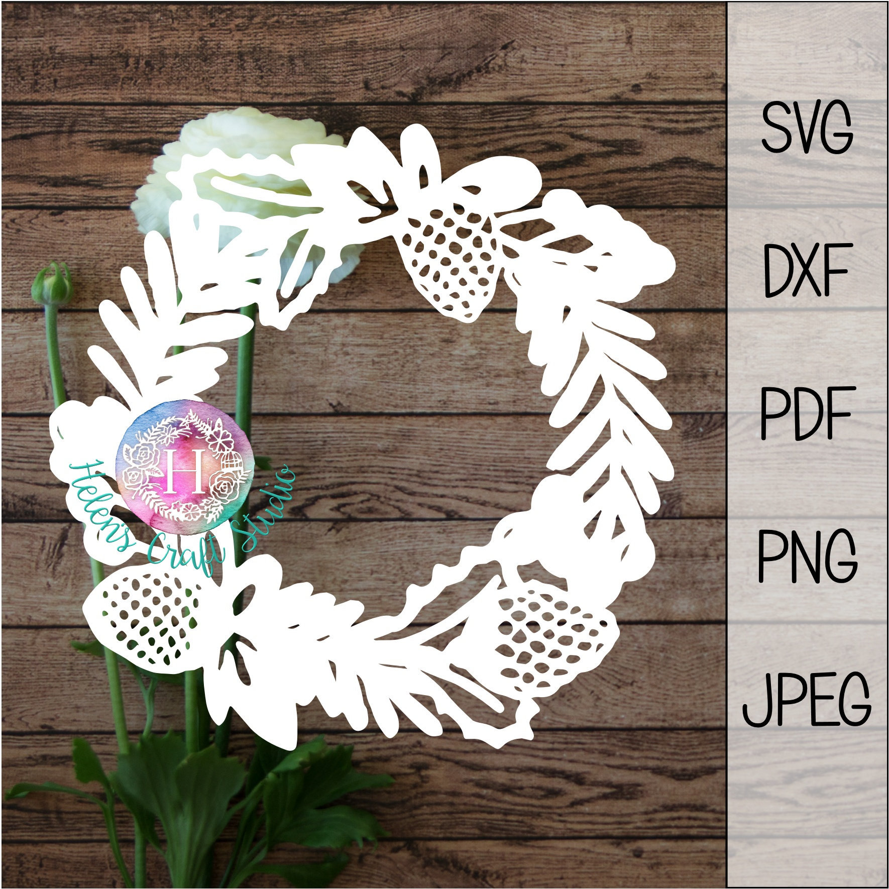 Wreath cutting file template SVG DXF PDF png and jpeg Etsy