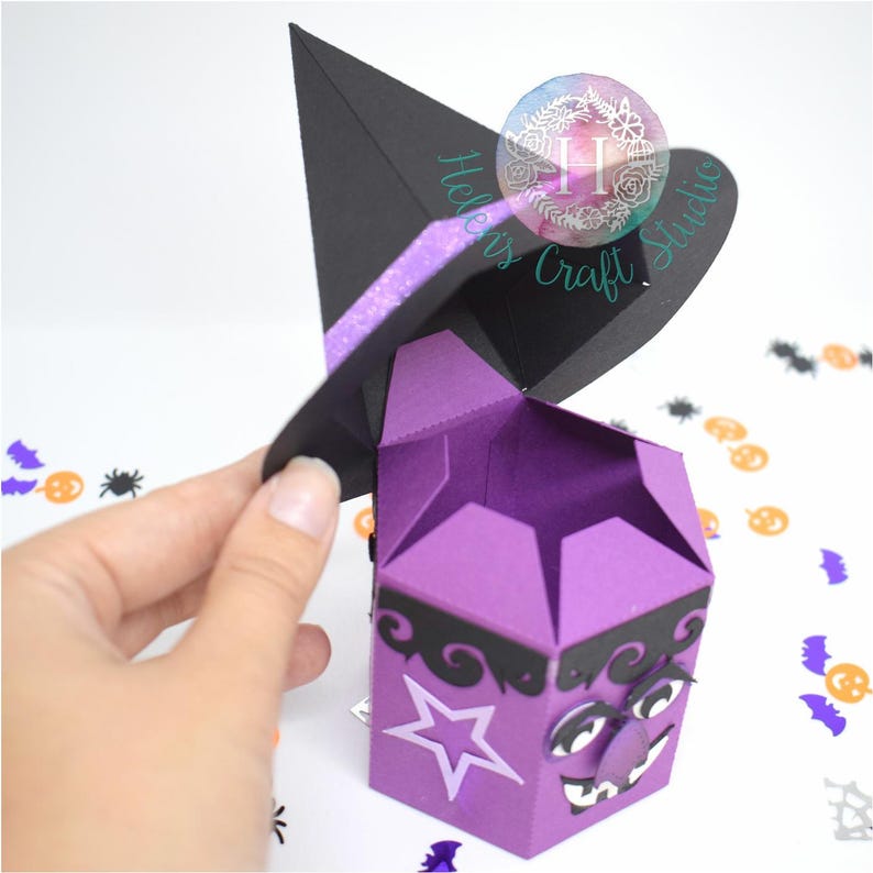 Download Witch Halloween Treat Box SVG DXF and PDF file Hexagon ...