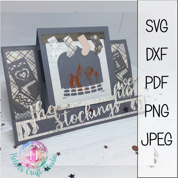 Christmas Fireplace Stepper Card Svg Dxf And Pdf File Etsy