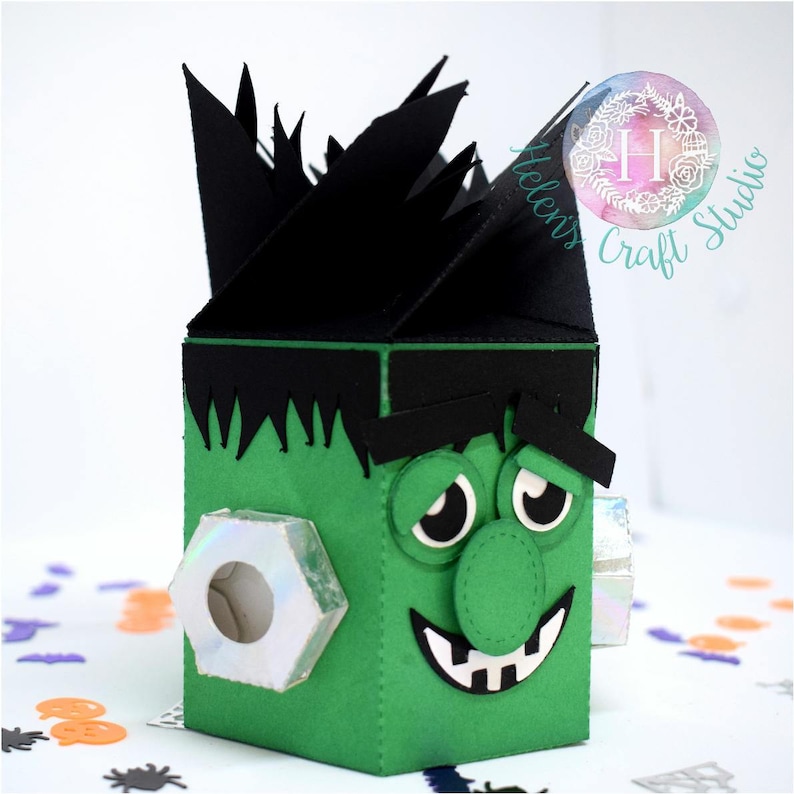 Frankenstein Halloween Treat Box SVG DXF and PDF file