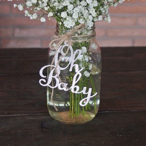 Oh Baby Baby Shower Decorations / Baby Shower Mason Jar Tags / Oh Baby Decor / Oh Baby Tags / Gender Reveal