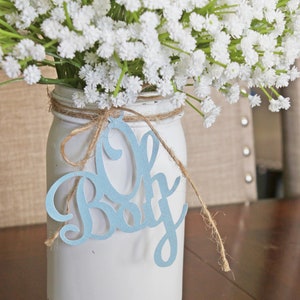 Oh Boy Decorations / Boy Baby Shower Mason Jar Tags / Boy Baby Shower Centerpiece Decor / Oh Boy Decoration / Gender Reveal