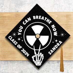 2024 Graduation Rad Tech Cap Topper / Radiology Graduation Cap / Custom Medical Cap Topper Cover / You Can Breathe Now / Personalized image 3