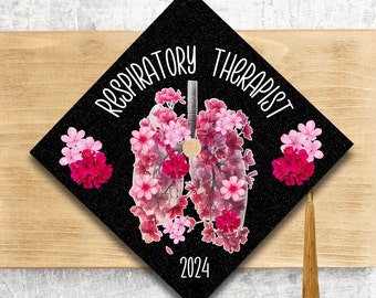2024 Graduation Cap Topper / Respiratory Therapist / Rt Cap Topper / Nurse / Floral Lungs / Personalized Option