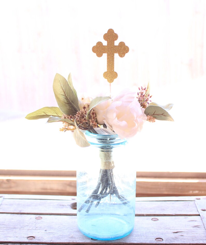 Baptism Centerpiece Decorations / Rustic Christening Cross Etsy