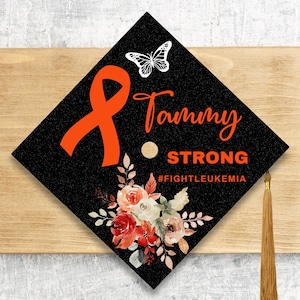 Leukemia Graduation Cap Topper / Cancer Survivor Graduation Cap / Custom Personalized / Cap Topper Cover / FightLeukemia / Medical Field image 1