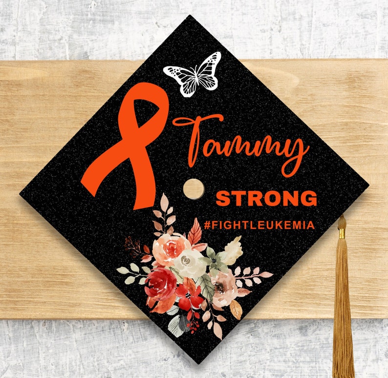 Leukemia Graduation Cap Topper / Cancer Survivor Graduation Cap / Custom Personalized / Cap Topper Cover / FightLeukemia / Medical Field image 1