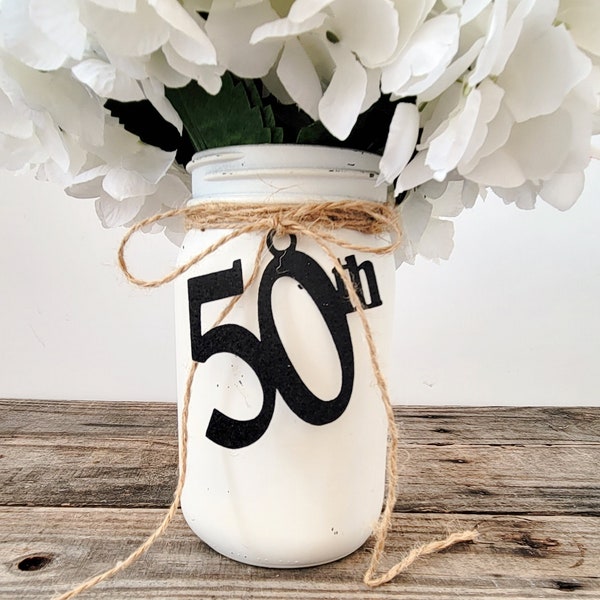 50 Birthday Decorations / Rustic 50th Centerpiece / 50 Number Decor / 50th Anniversary Decorations