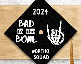 Bad To The Bone 2024 Graduation Cap Topper / Radiology Graduation Cap / Custom Medical Cap Topper Cover / Rad Tech / Personalized