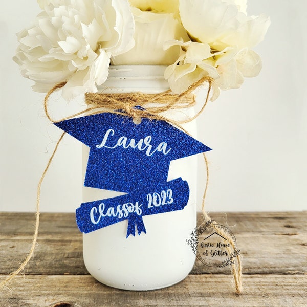 2024 Graduation Decor / Class of 2024 Cut Outs Tags / 2024 Cap Diploma Mason Jar Party Decorations / 2024 Centerpiece
