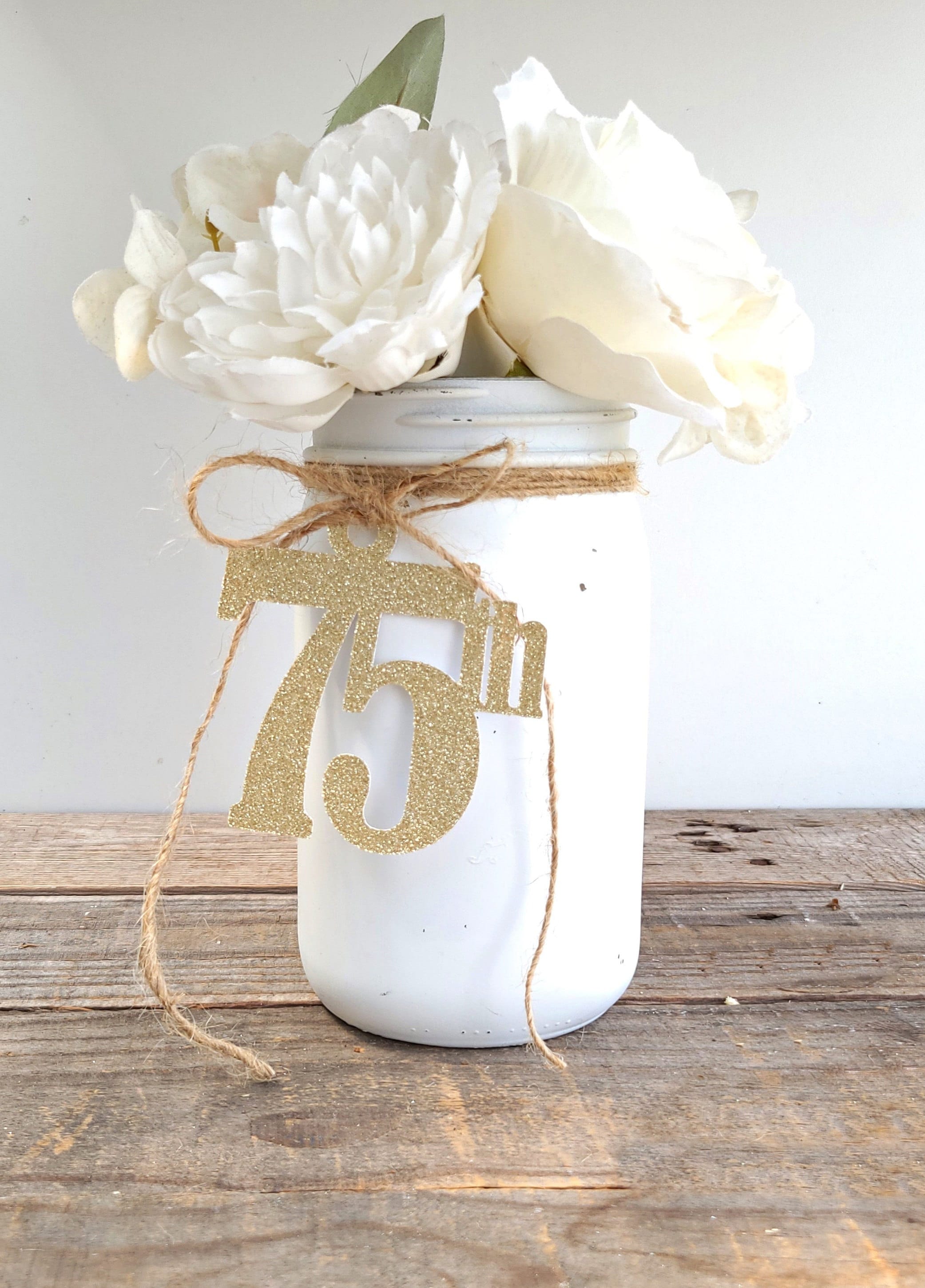 Buy 75th Birthday Party Decorations / Number 75 Mason Jar Centerpiece / 75  Decor / 75th Anniversary Decorations Online in India - Etsy, image size:2083x2901