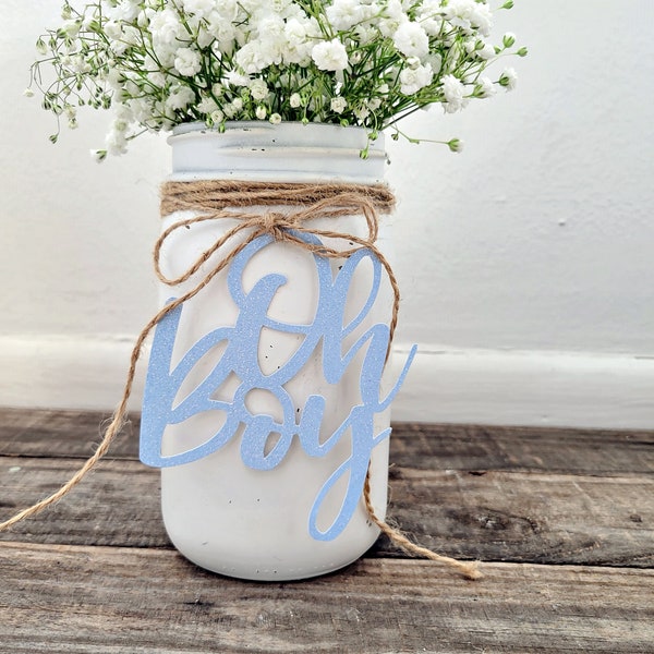 Oh Boy Decorations / Baby Shower Center Piece Tags / Oh Boy Decor / Oh Boy Tags / Gender Reveal