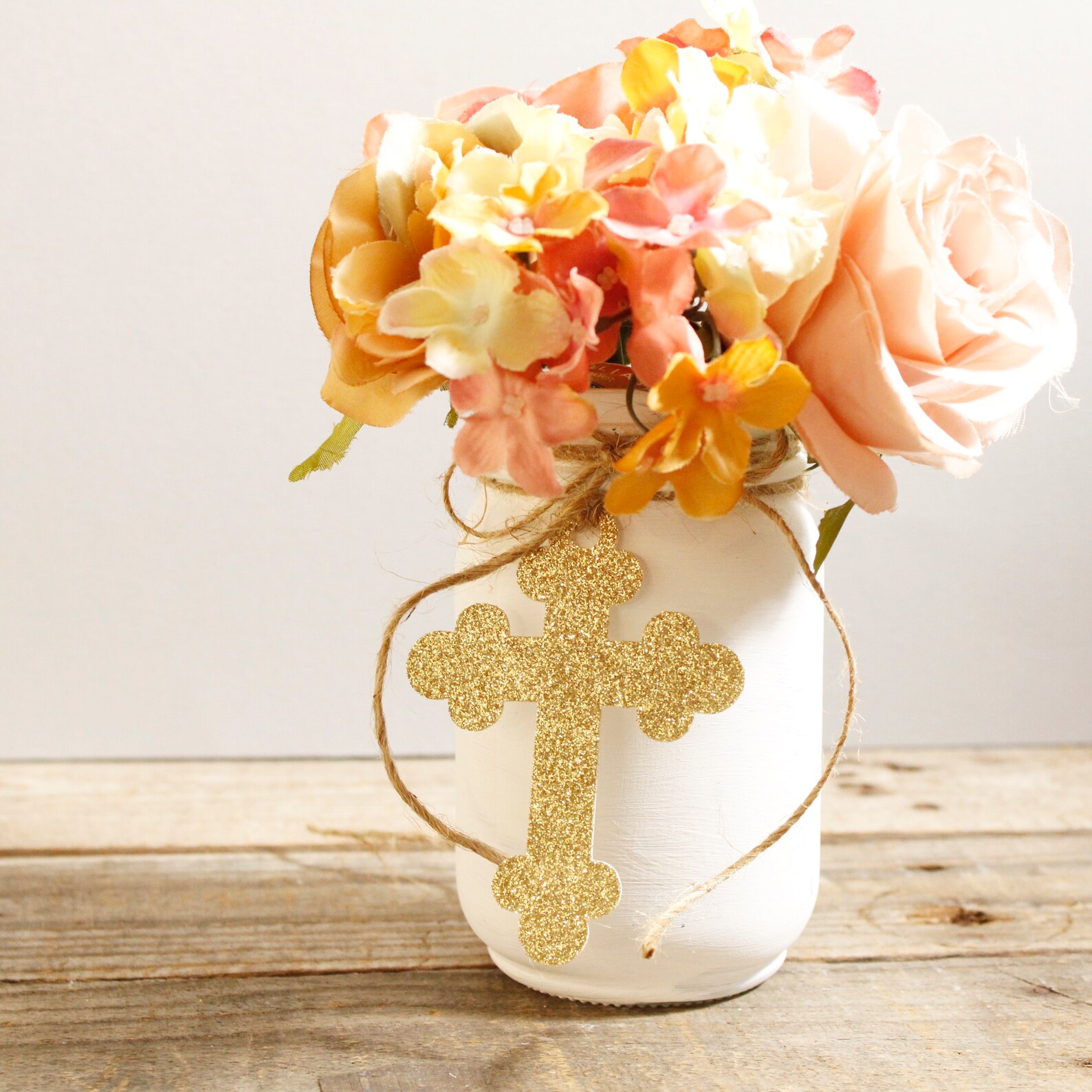 Baptism Decorations / Baby Christening Cross Centerpiece / Etsy