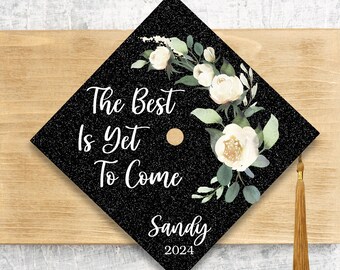 2024 Graduation Cap Topper / The Best Is Yet To Come Cap Cover / Personalized Floral Topper Cover / Nurse / Peds Nurse / Radiology