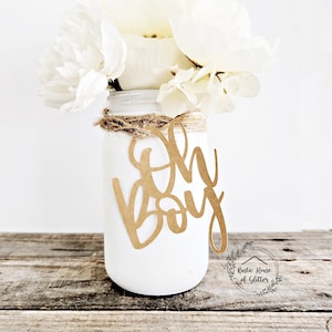 Oh Boy Decorations / Baby Shower Mason Jar Tags / Oh Boy Decor / Oh Boy Tags / Gender Reveal