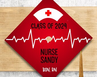 Personalize Nurse Graduation Cap Topper / RN Graduation Cap / Custom 2024 Medical Cap Topper Cover / Peds Nurse / Medical Field