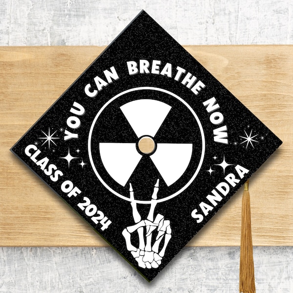 2024 Graduation Rad Tech Cap Topper / Radiology Graduation Cap / Custom Medical Cap Topper Cover / You Can Breathe Now / Personalized