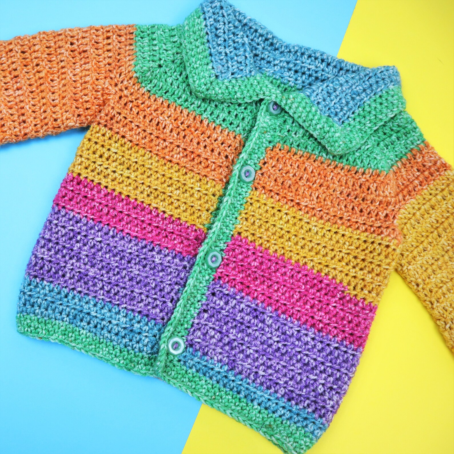 Rainbow Knitted Baby Cardigan Etsy
