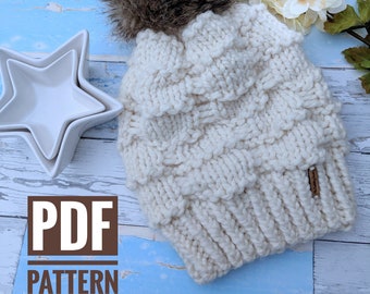 PDF *Knit Pattern*|Pebbles & Pathways Hat|Textured Hat Pattern|Knit Hat Pattern|Unisex Hat Pattern