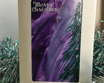 Christmas Card. Handmade Encaustic card C11