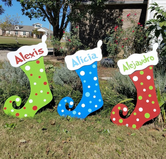 One (1) Personalized Christmas Stockings Christmas Stockings Decorations Christmas Yard Art outdoor stockings Christmas Stockings