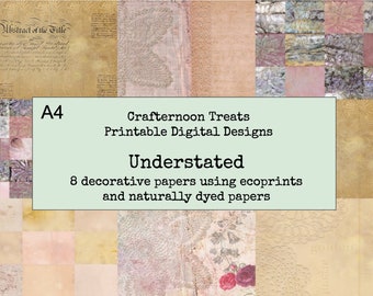 A4 Understated Digital paper Digi |  Journaling, letter paper, gift wrapping | Using naturally dyed paper + ecoprints Crafternoon Treats